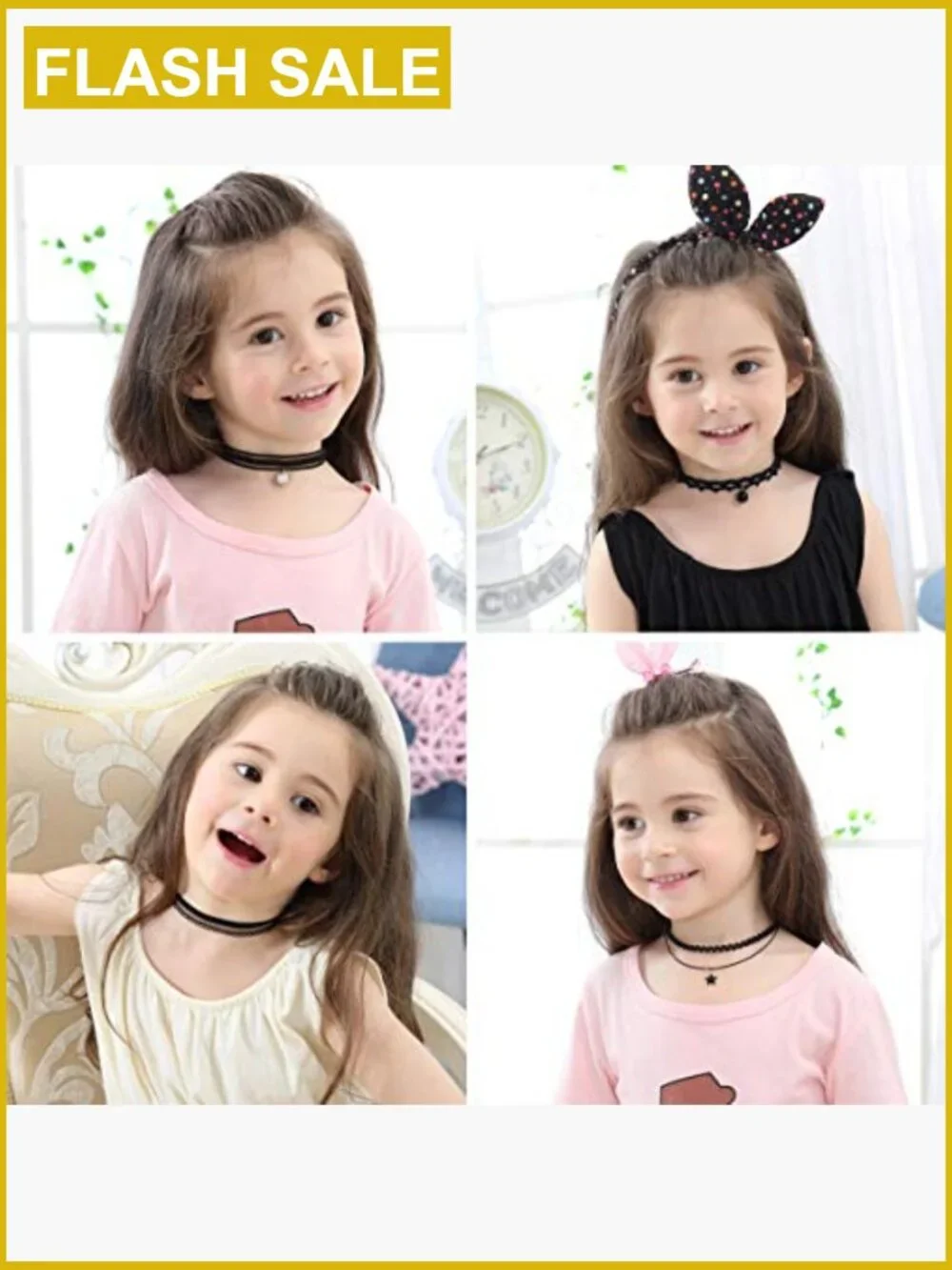 8-Piece Kids Choker Necklace Set - Velvet, Lace, Gothic Styles